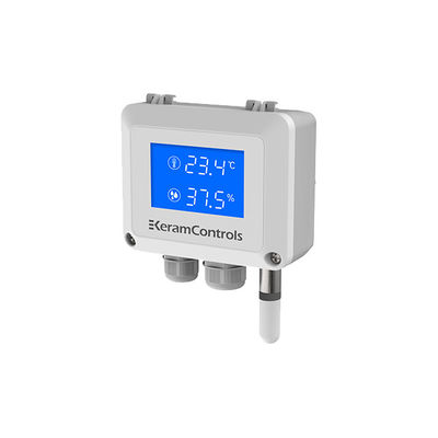 Instalación de pared / conducto Transmisor de humedad de temperatura con 0 - 100% de humedad de funcionamiento RH y LCD de luz de fondo